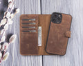 Magic iPhone 12 Serie Abnehmbare Echtleder-Wallet-Hülle - MW