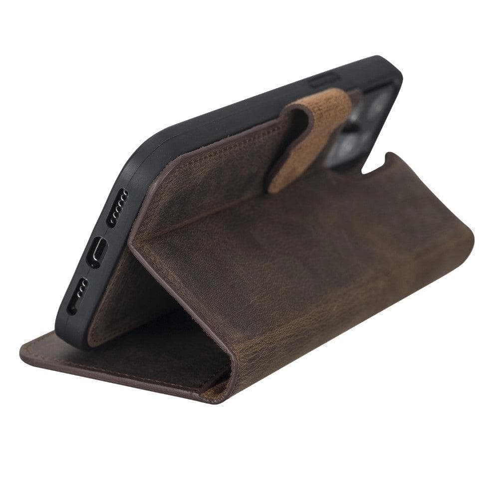 Magic iPhone 12 Serie Abnehmbare Echtleder-Wallet-Hülle - MW