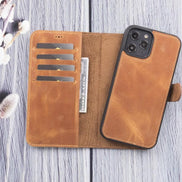 Magic iPhone 12 Serie Abnehmbare Echtleder-Wallet-Hülle - MW