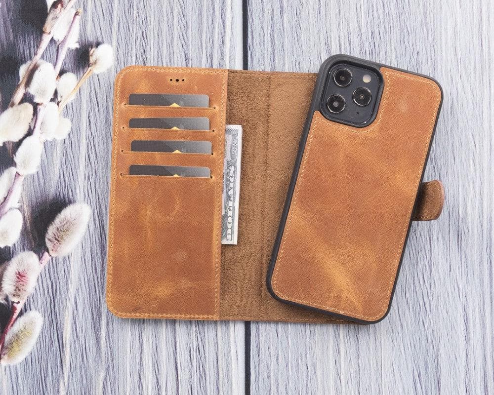 Magic iPhone 12 Serie Abnehmbare Echtleder-Wallet-Hülle - MW