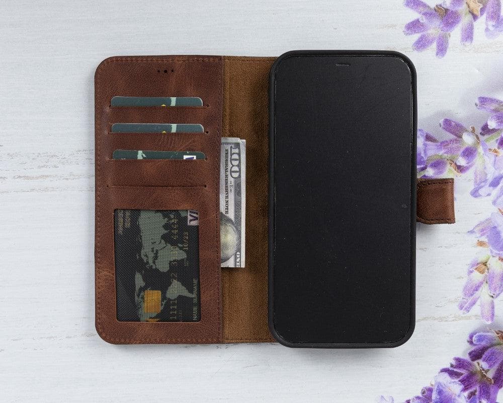 Magic iPhone 12 Serie Abnehmbare Echtleder-Wallet-Hülle - MW
