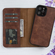 Magic iPhone 12 Serie Abnehmbare Echtleder-Wallet-Hülle - MW