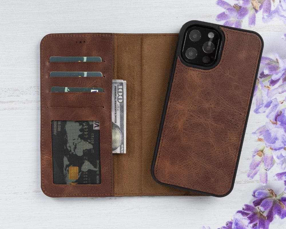 Magic iPhone 12 Serie Abnehmbare Echtleder-Wallet-Hülle - MW