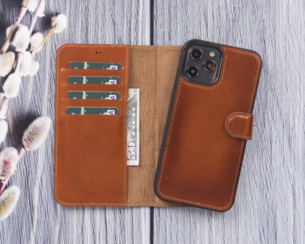Magic iPhone 12 Serie Abnehmbare Echtleder-Wallet-Hülle - MW