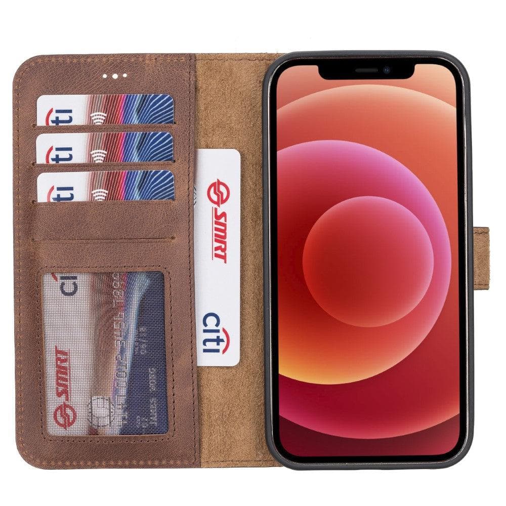 Magic iPhone 12 Serie Abnehmbare Echtleder-Wallet-Hülle - MW