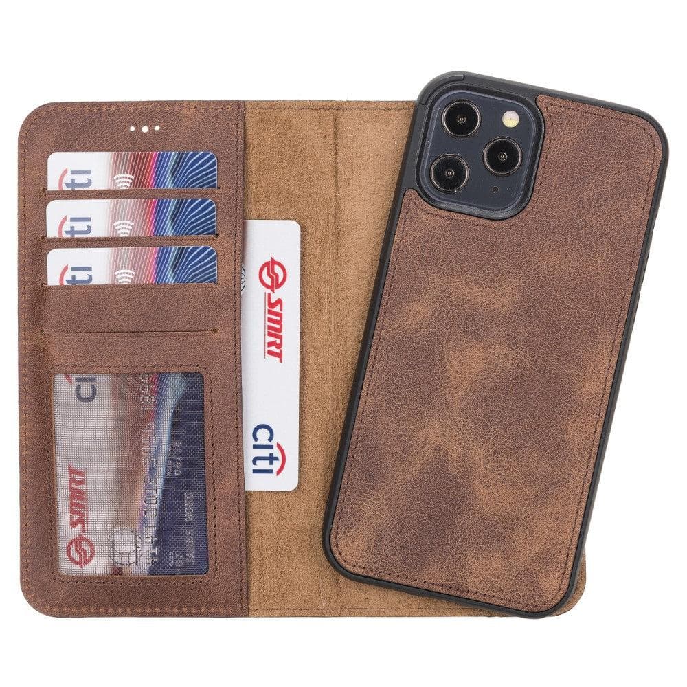 Magic iPhone 12 Serie Abnehmbare Echtleder-Wallet-Hülle - MW