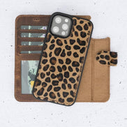 Magic iPhone 12 Serie Abnehmbare Echtleder-Wallet-Hülle - MW