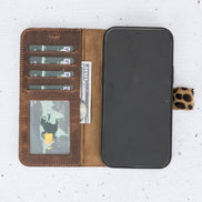 Magic iPhone 12 Serie Abnehmbare Echtleder-Wallet-Hülle - MW