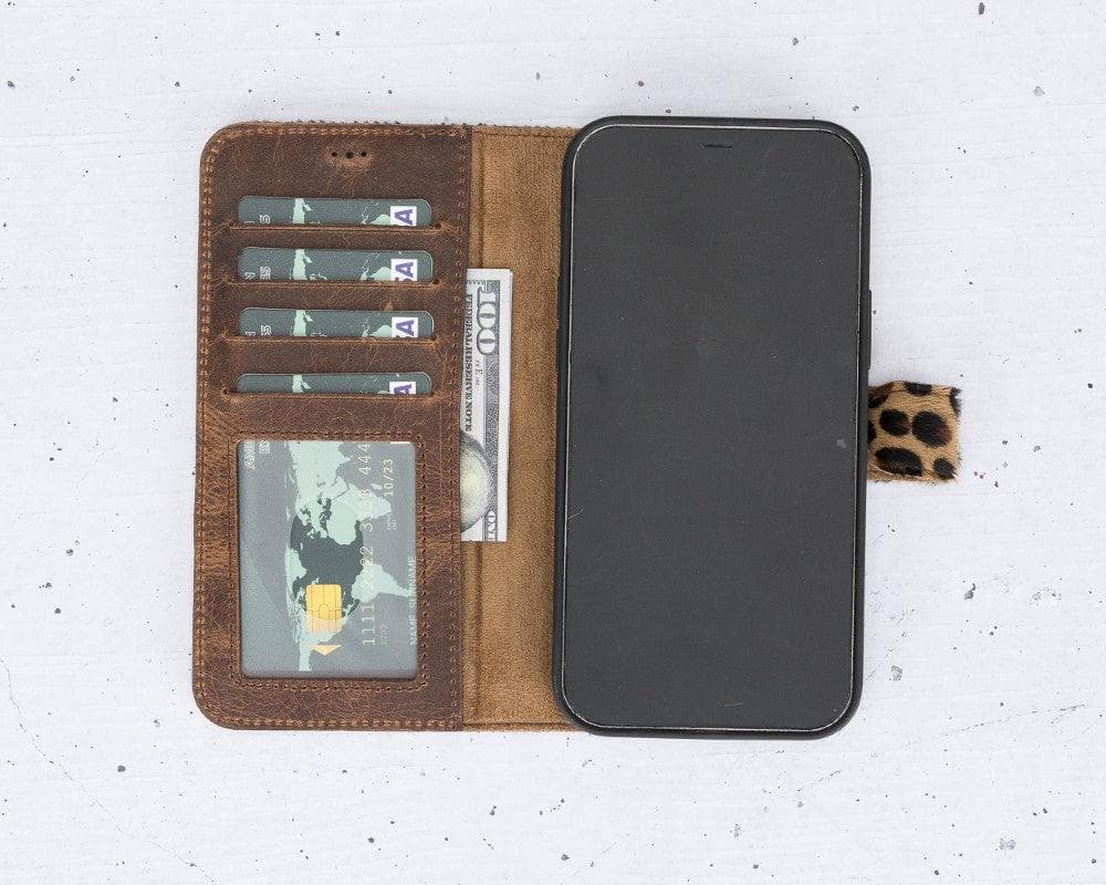Magic iPhone 12 Serie Abnehmbare Echtleder-Wallet-Hülle - MW