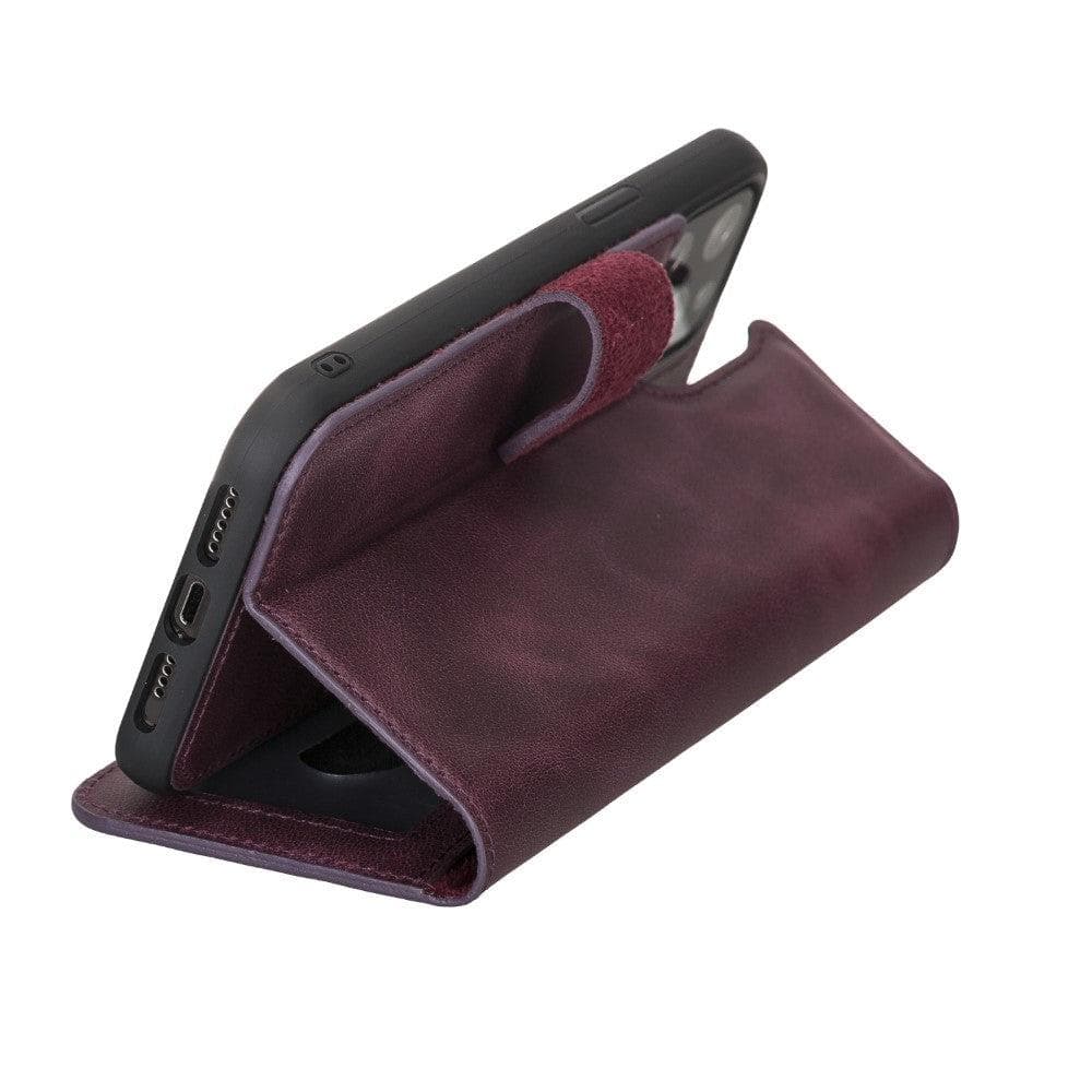 Magic iPhone 12 Serie Abnehmbare Echtleder-Wallet-Hülle - MW