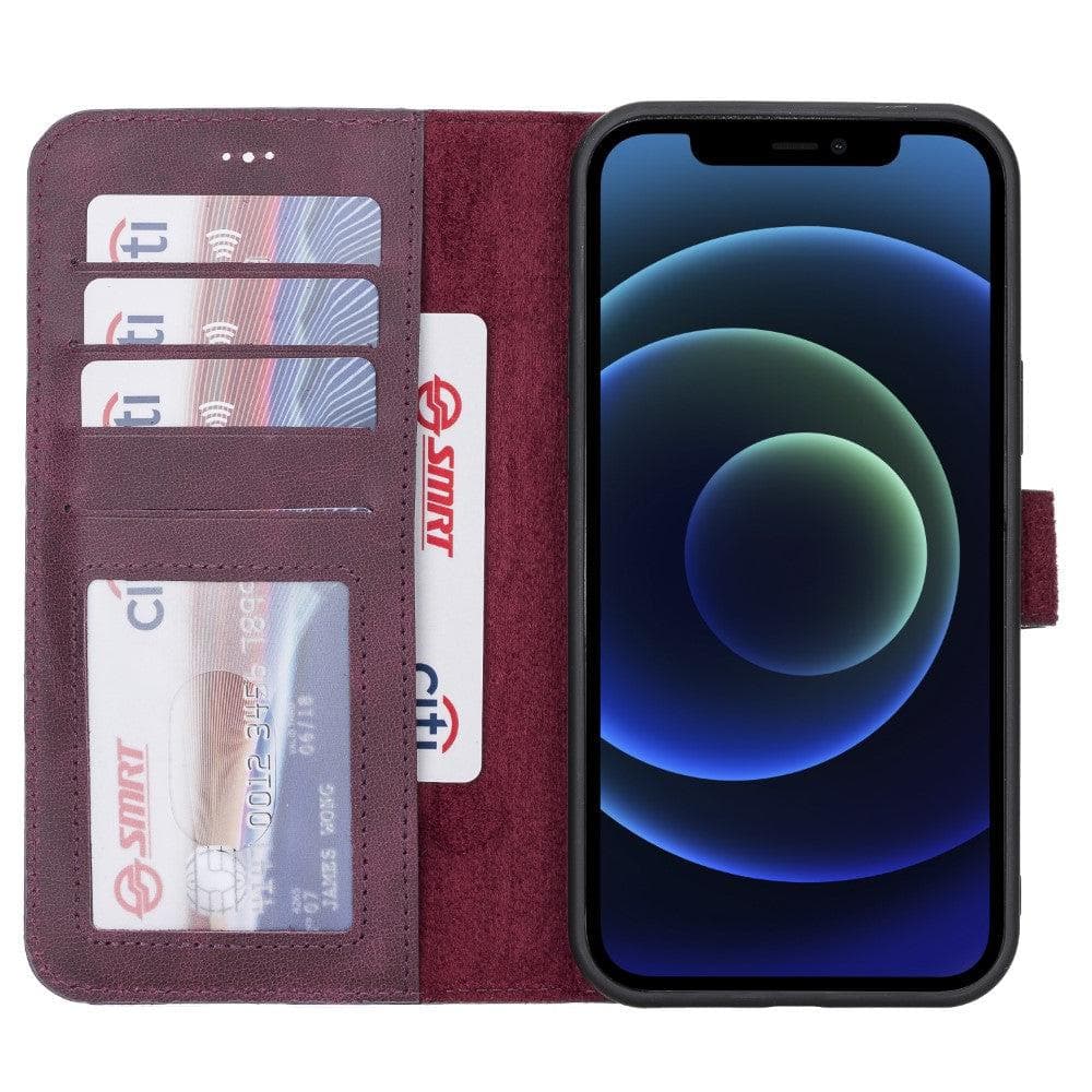 Magic iPhone 12 Serie Abnehmbare Echtleder-Wallet-Hülle - MW
