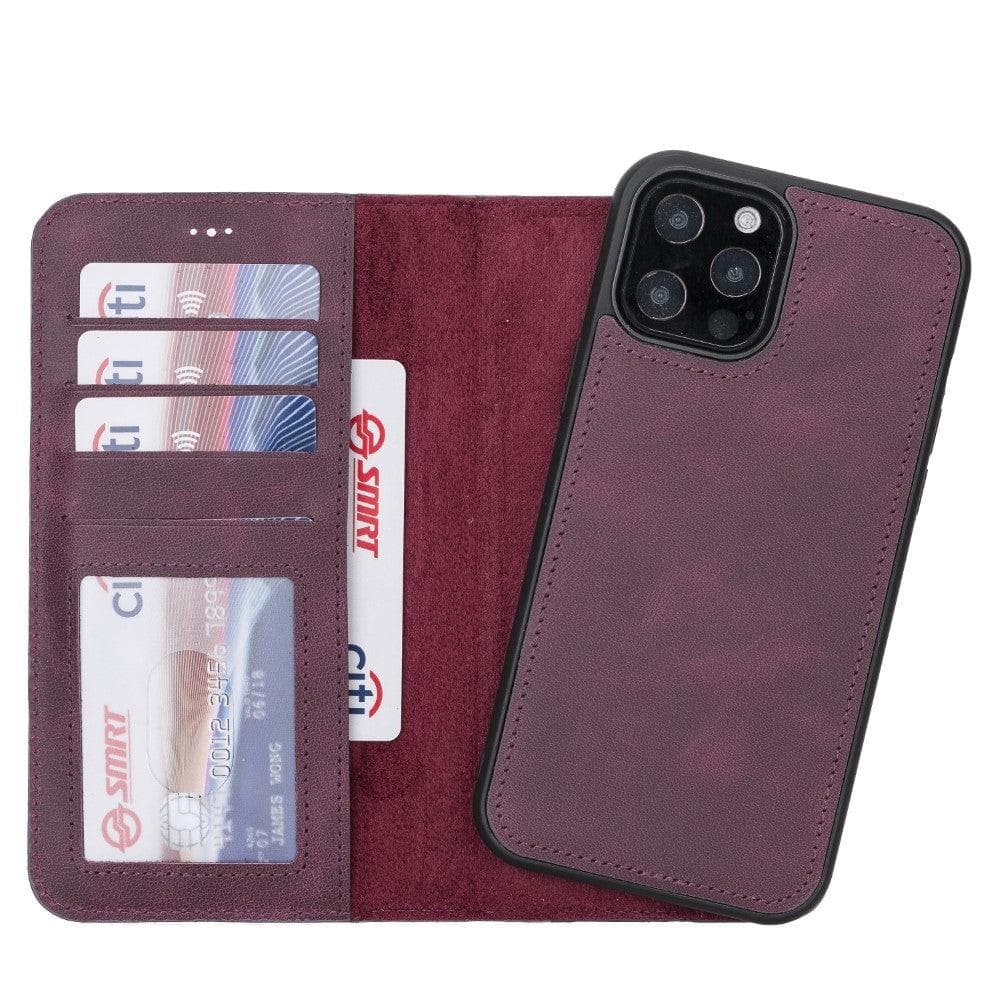 Magic iPhone 12 Serie Abnehmbare Echtleder-Wallet-Hülle - MW