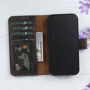 Magic iPhone 12 Serie Abnehmbare Echtleder-Wallet-Hülle - MW