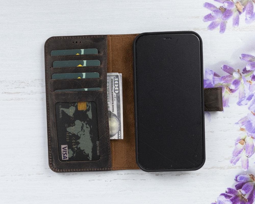 Magic iPhone 12 Serie Abnehmbare Echtleder-Wallet-Hülle - MW