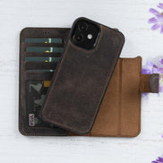 Magic iPhone 12 Serie Abnehmbare Echtleder-Wallet-Hülle - MW