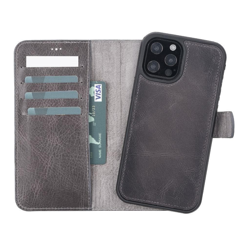 Magic iPhone 12 Serie Abnehmbare Echtleder-Wallet-Hülle - MW