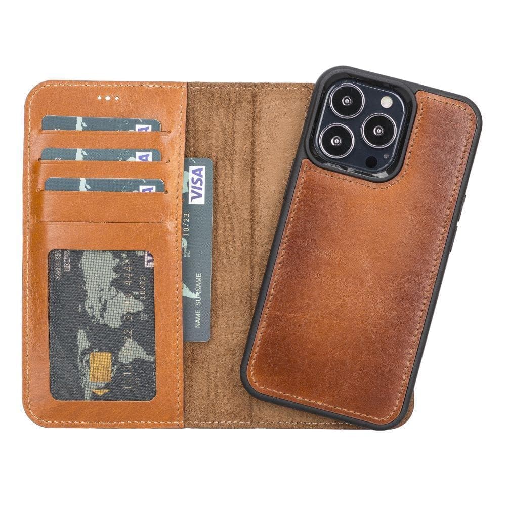 Magic iPhone 13 Serie Abnehmbare Echtleder-Wallet-Hülle - MW