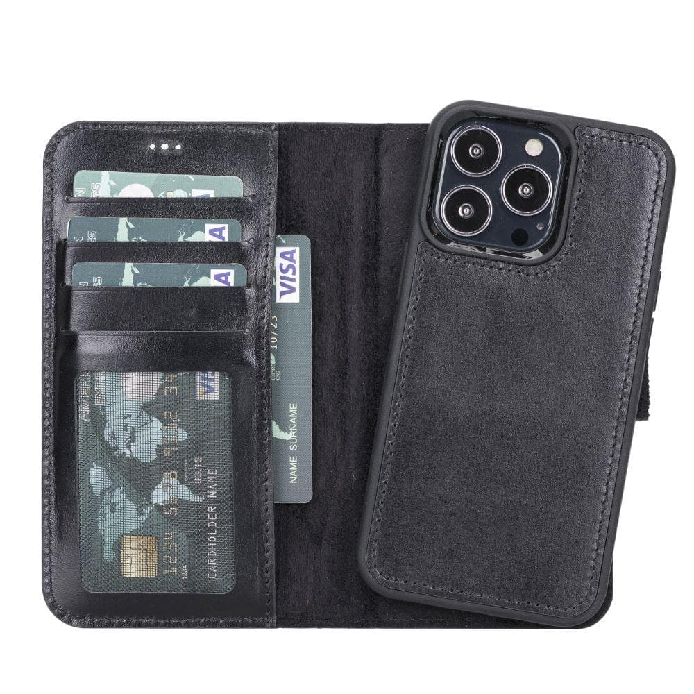Magic iPhone 13 Serie Abnehmbare Echtleder-Wallet-Hülle - MW