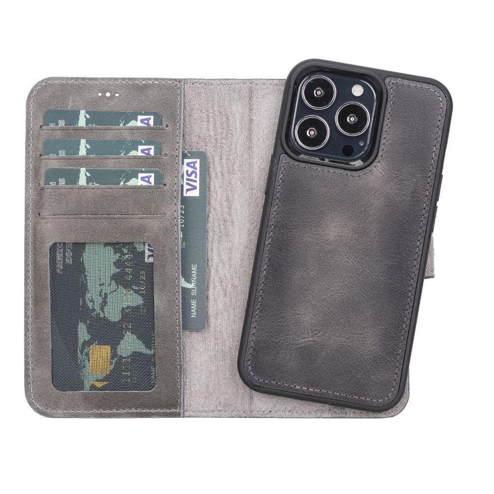 Magic iPhone 13 Serie Abnehmbare Echtleder-Wallet-Hülle - MW