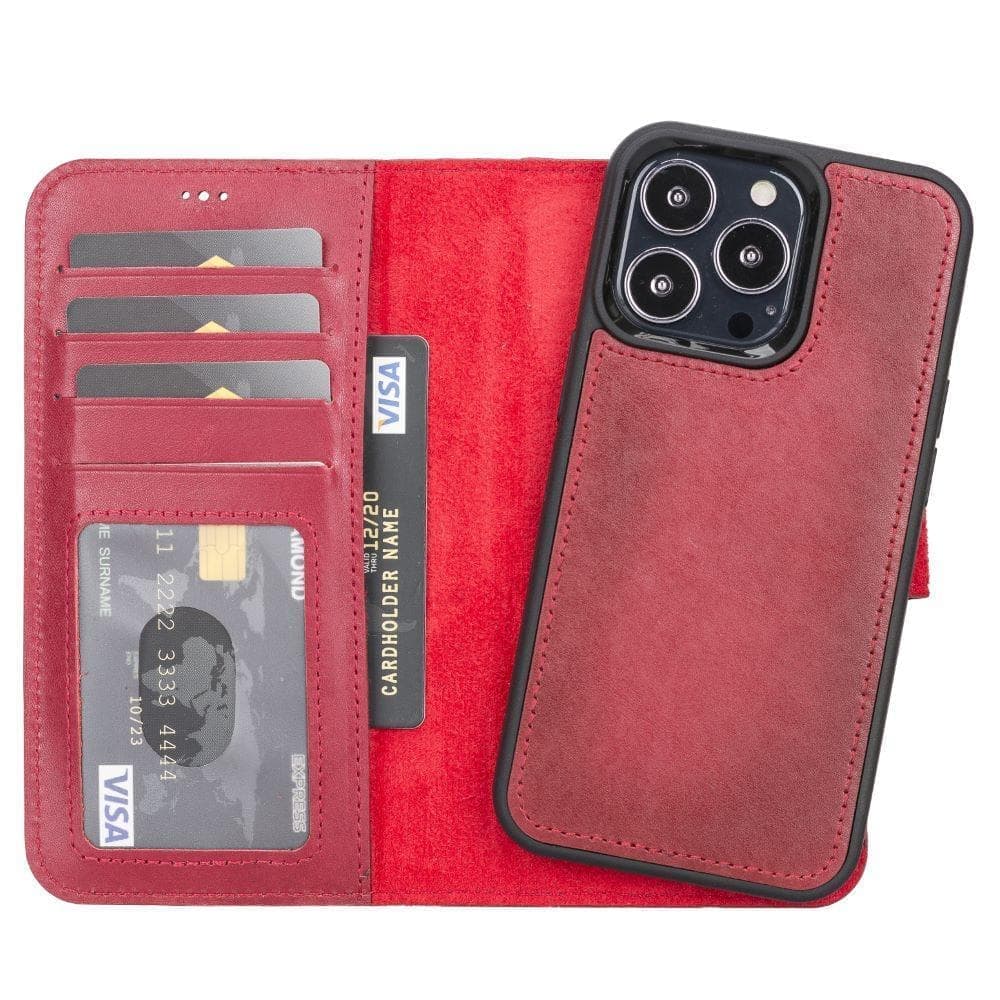 Magic iPhone 13 Serie Abnehmbare Echtleder-Wallet-Hülle - MW