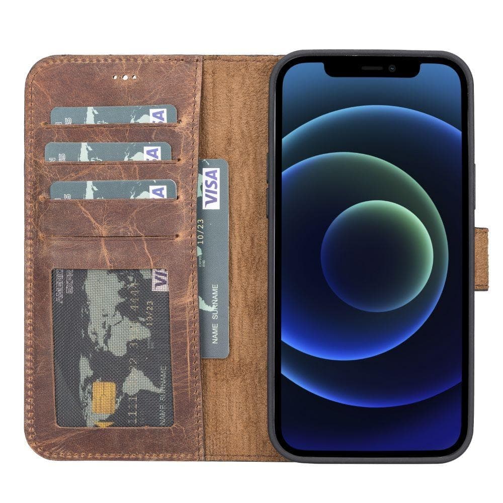 Magic iPhone 13 Serie Abnehmbare Echtleder-Wallet-Hülle - MW