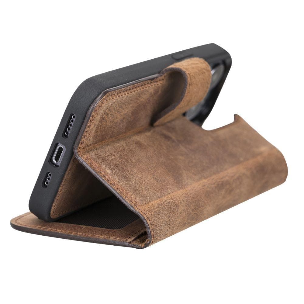 Magic iPhone 13 Serie Abnehmbare Echtleder-Wallet-Hülle - MW
