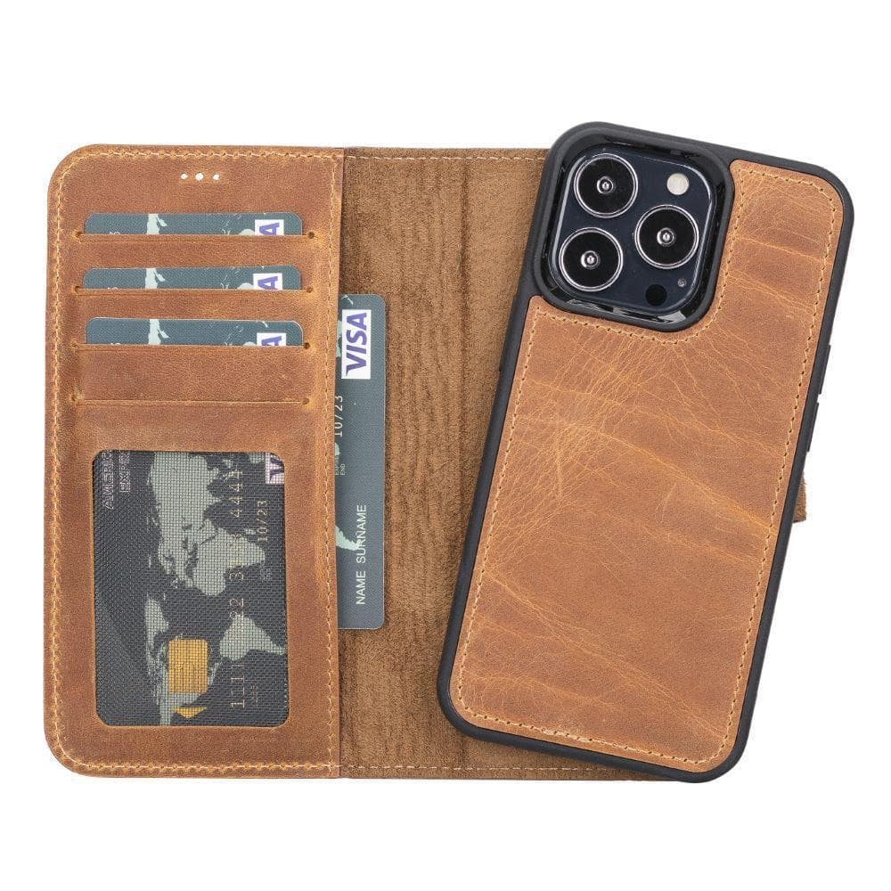 Magic iPhone 13 Serie Abnehmbare Echtleder-Wallet-Hülle - MW