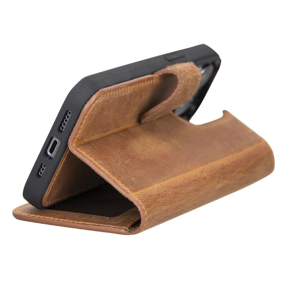 Magic iPhone 13 Serie Abnehmbare Echtleder-Wallet-Hülle - MW