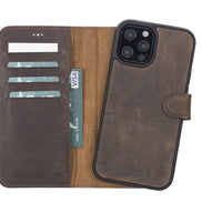 Magic iPhone 13 Series Detachable Genuine Leather Wallet Case - MW