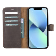 Magic iPhone 13 Series Detachable Genuine Leather Wallet Case - MW