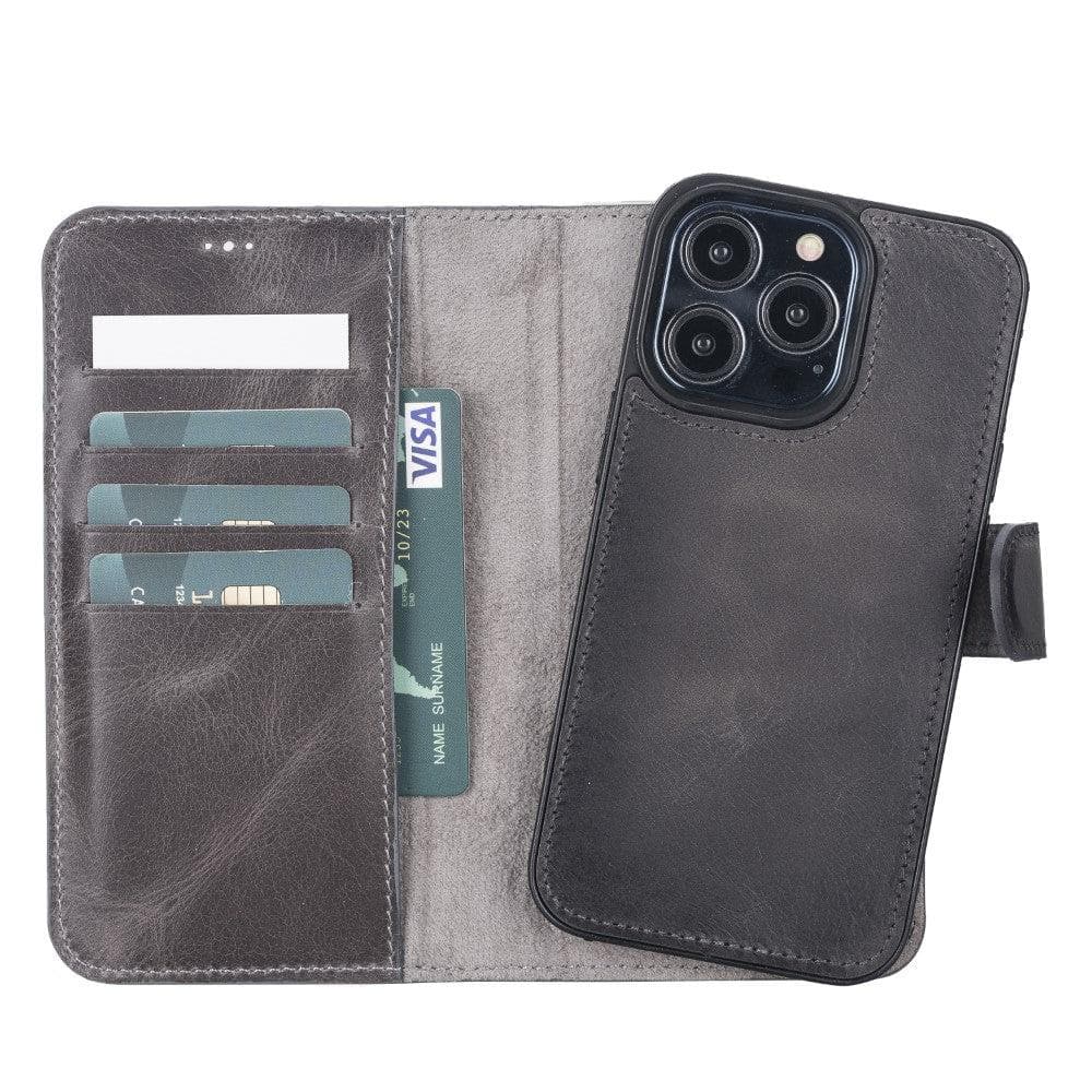 Magic iPhone 13 Serie Abnehmbare Echtleder-Wallet-Hülle - MW