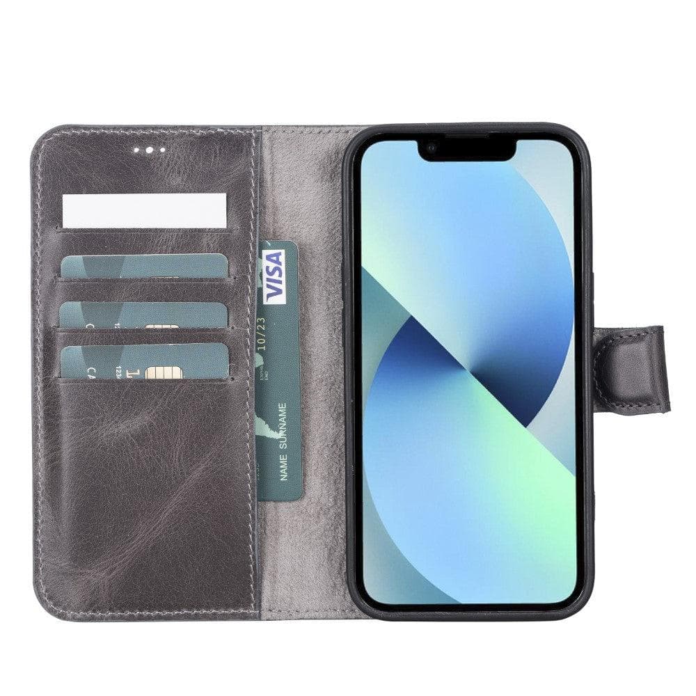 Magic iPhone 13 Serie Abnehmbare Echtleder-Wallet-Hülle - MW