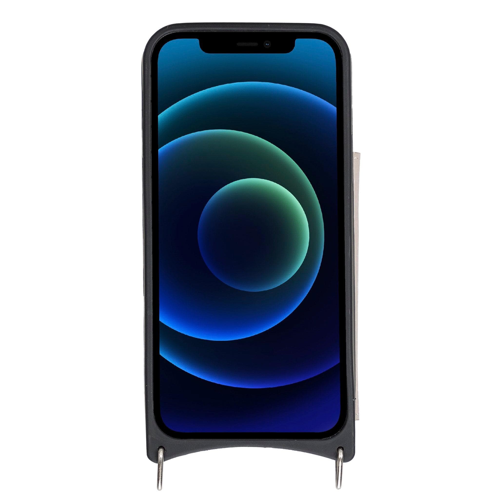 Saff iPhone 12 Hülle aus echtem Leder mit Umhängegurt