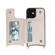 Saff iPhone 12 Hülle aus echtem Leder mit Umhängegurt