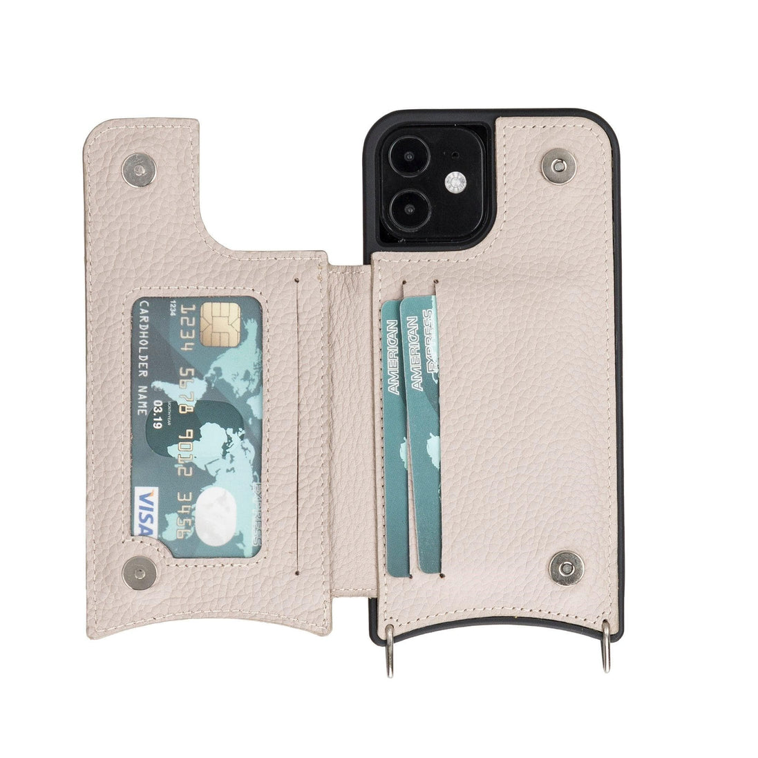 Saff iPhone 12 Hülle aus echtem Leder mit Umhängegurt