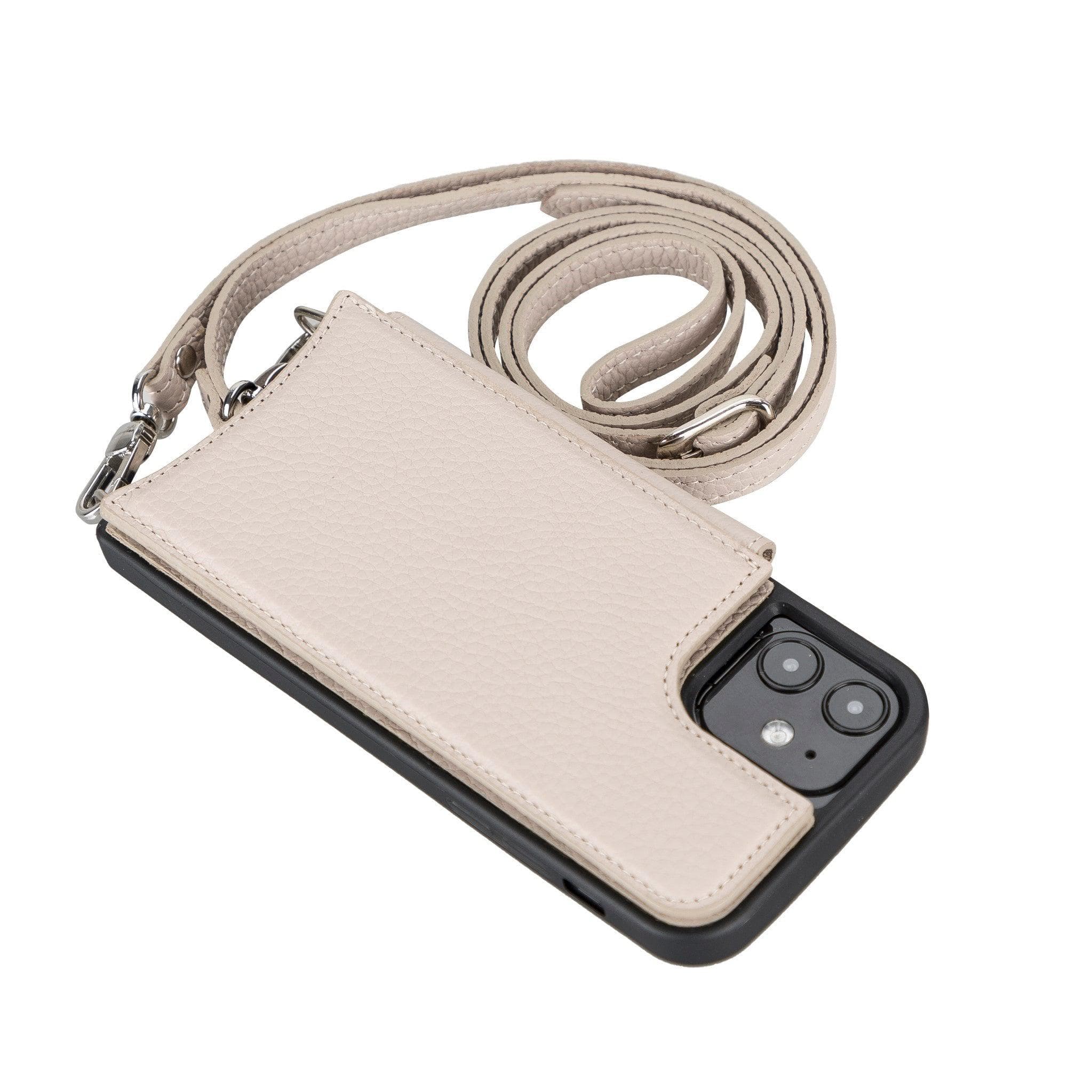 Saff iPhone 12 Hülle aus echtem Leder mit Umhängegurt