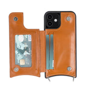 Saff iPhone 12 Hülle aus echtem Leder mit Umhängegurt