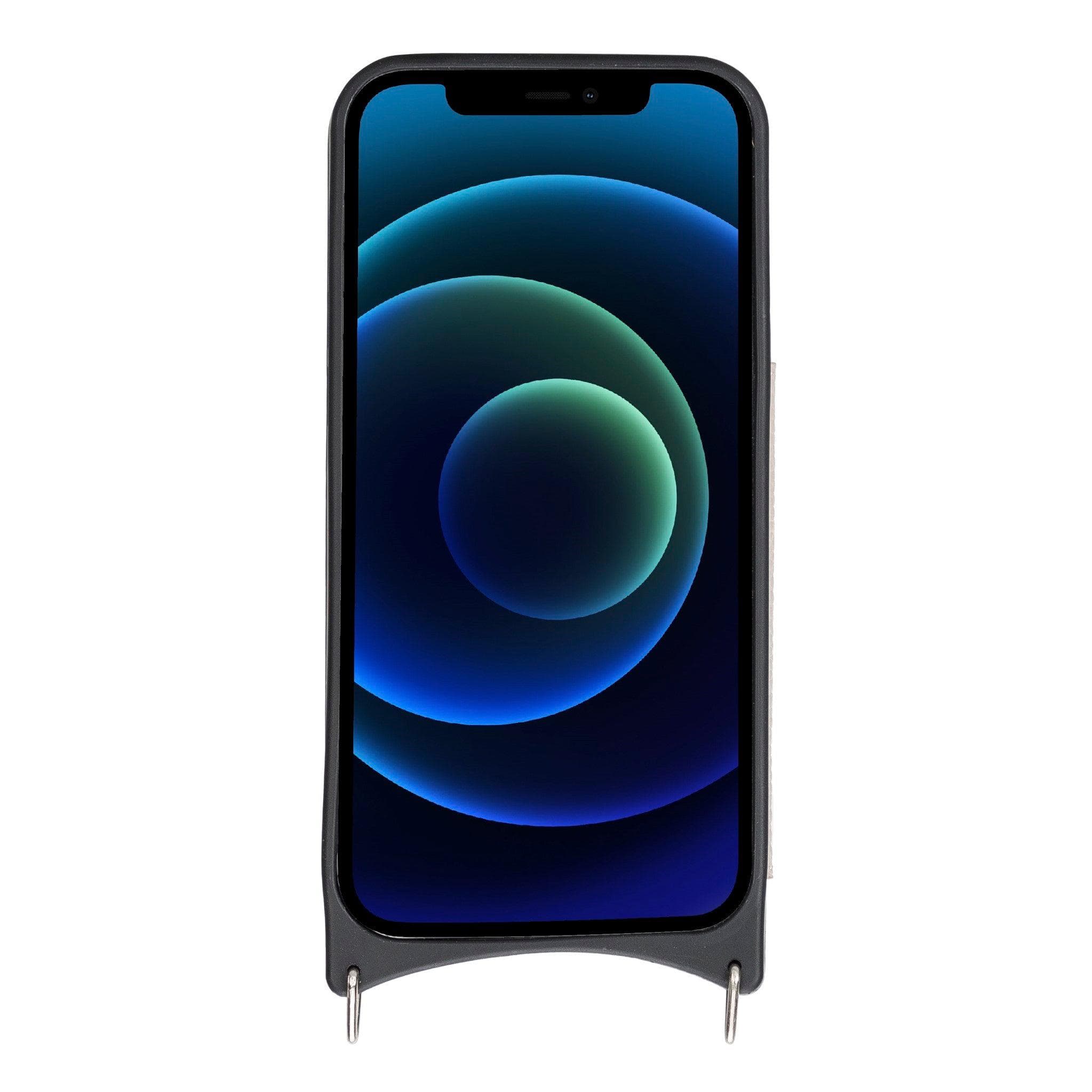 Saff iPhone 12 Hülle aus echtem Leder mit Umhängegurt