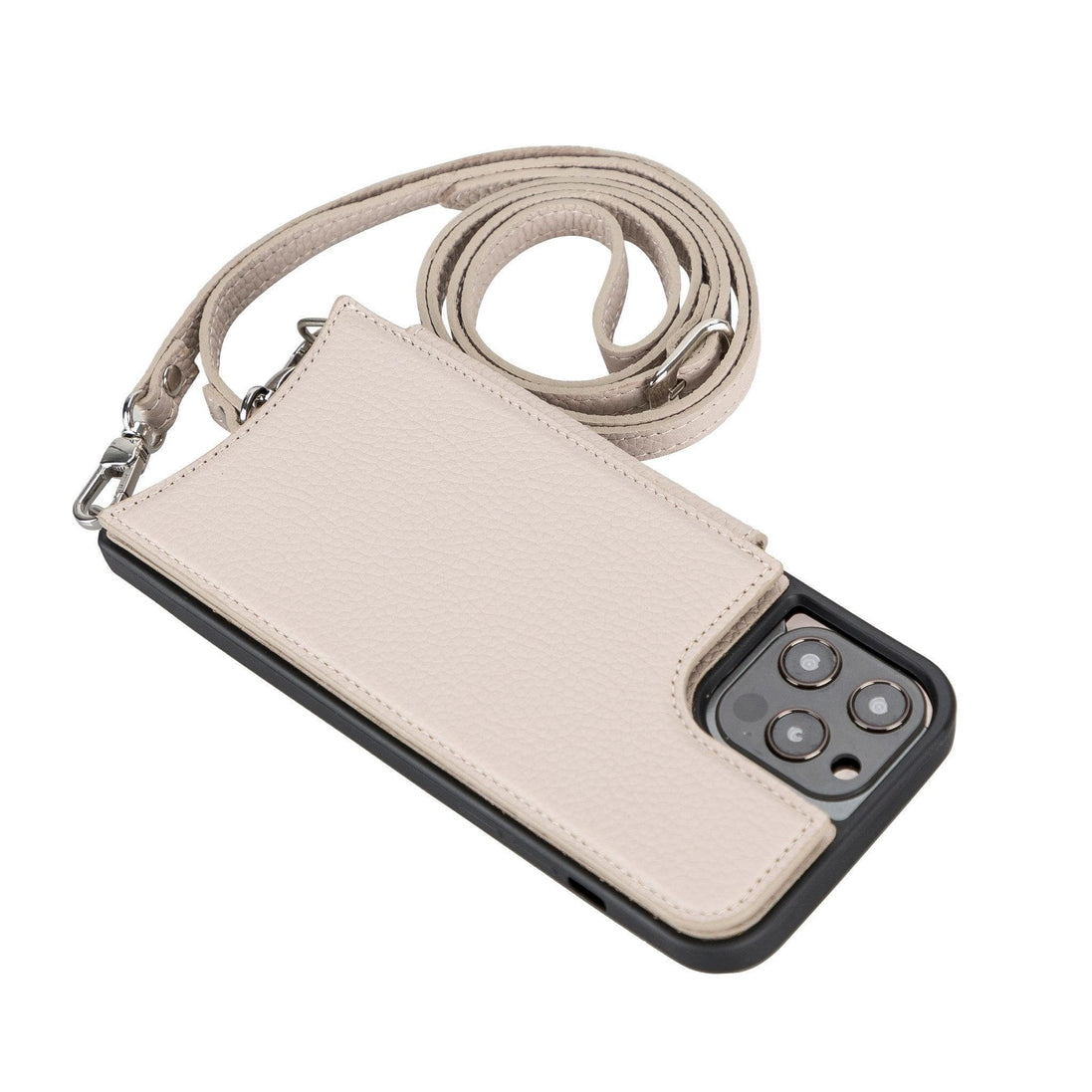 Saff iPhone 12 Hülle aus echtem Leder mit Umhängegurt