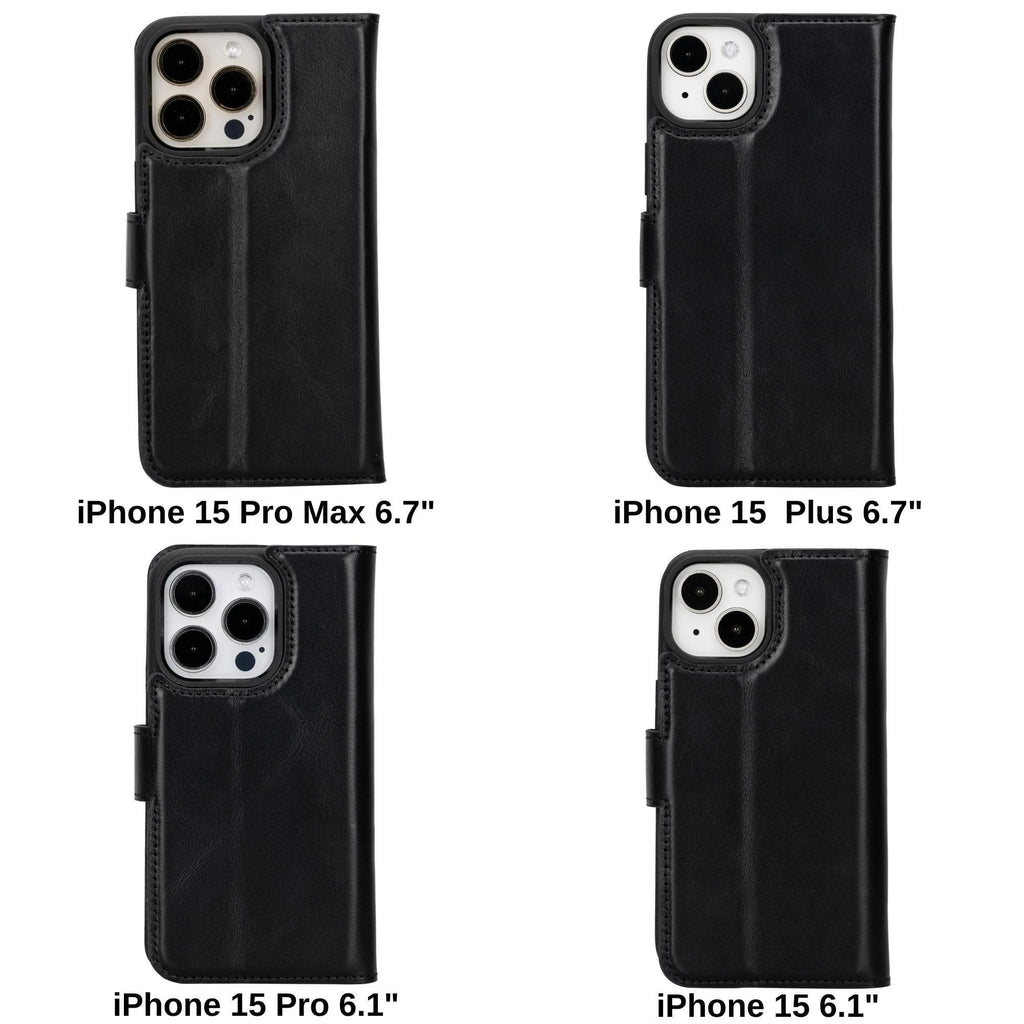 Magic iPhone 15 Serie Abnehmbare Echtlederhülle / MW