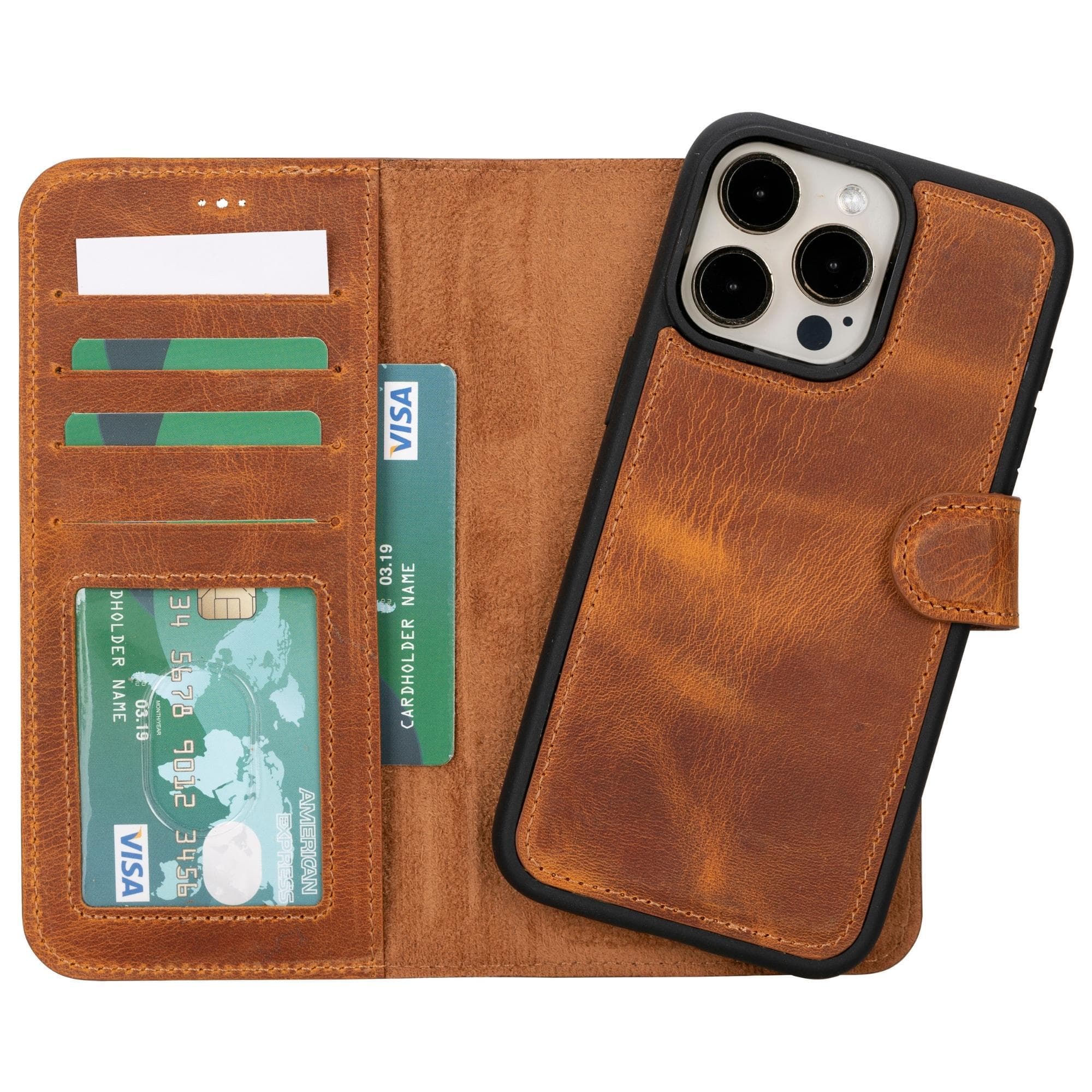 Magic iPhone 15 Serie Abnehmbare Echtlederhülle / MW