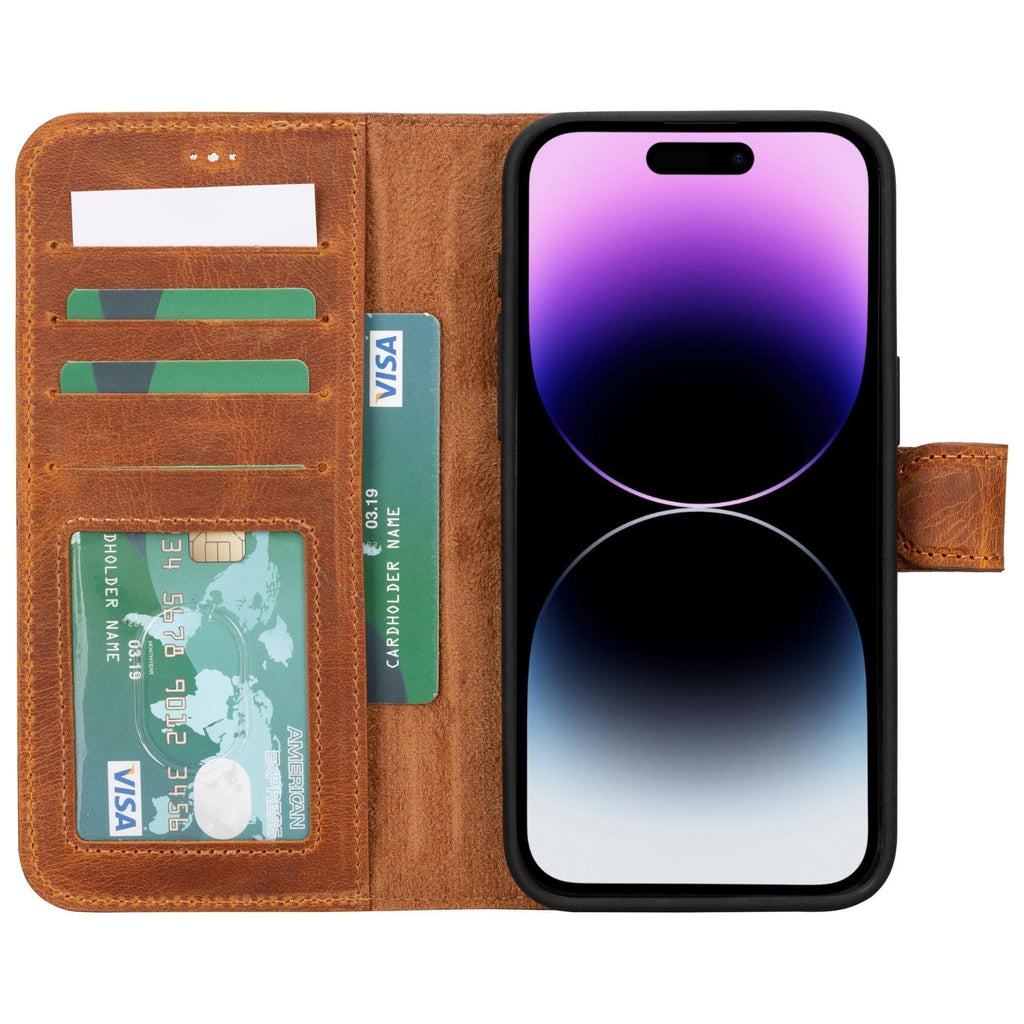 Magic iPhone 15 Serie Abnehmbare Echtlederhülle / MW