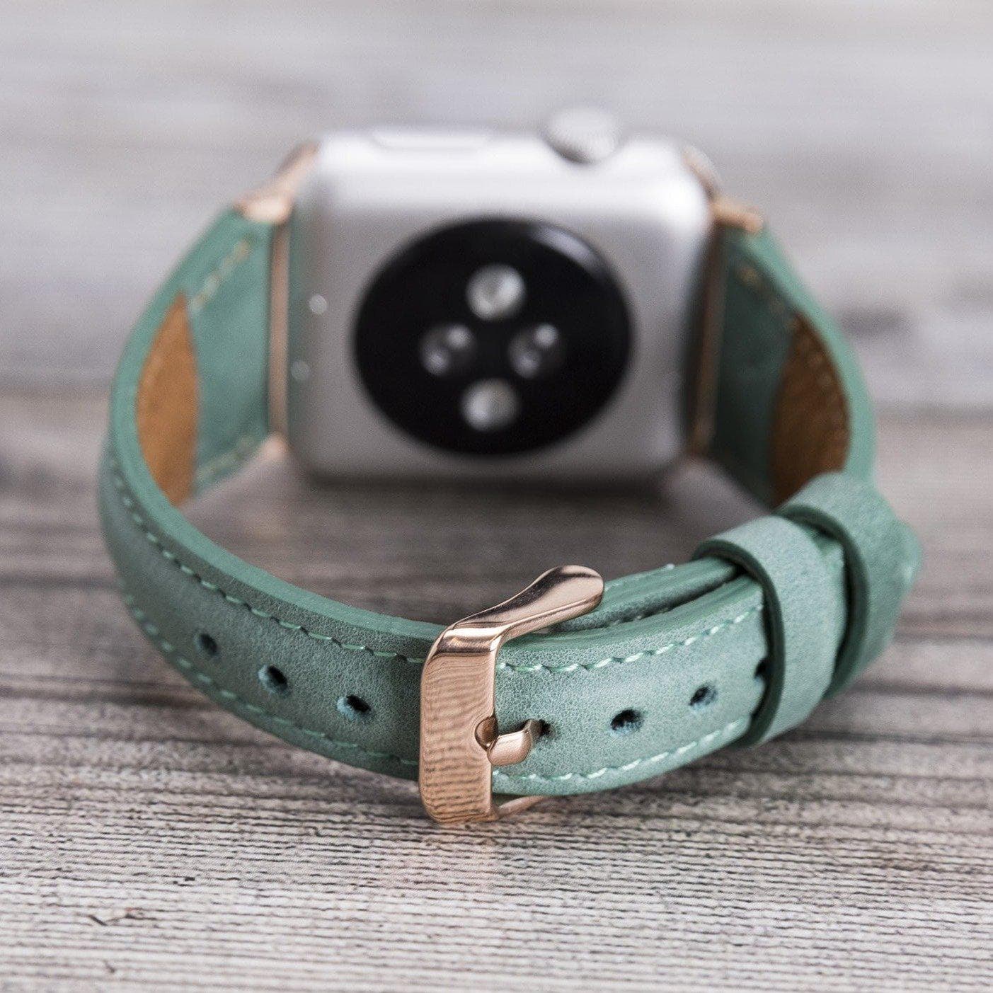 Klassisches, schlankes Apple Watch-Armband aus echtem Leder 