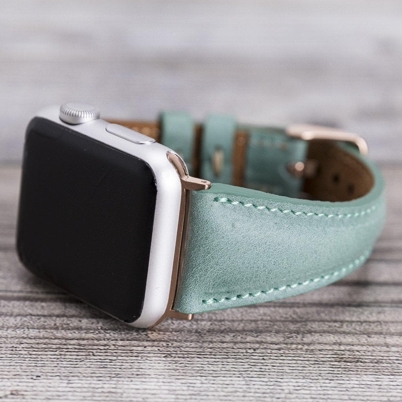 Klassisches, schlankes Apple Watch-Armband aus echtem Leder 