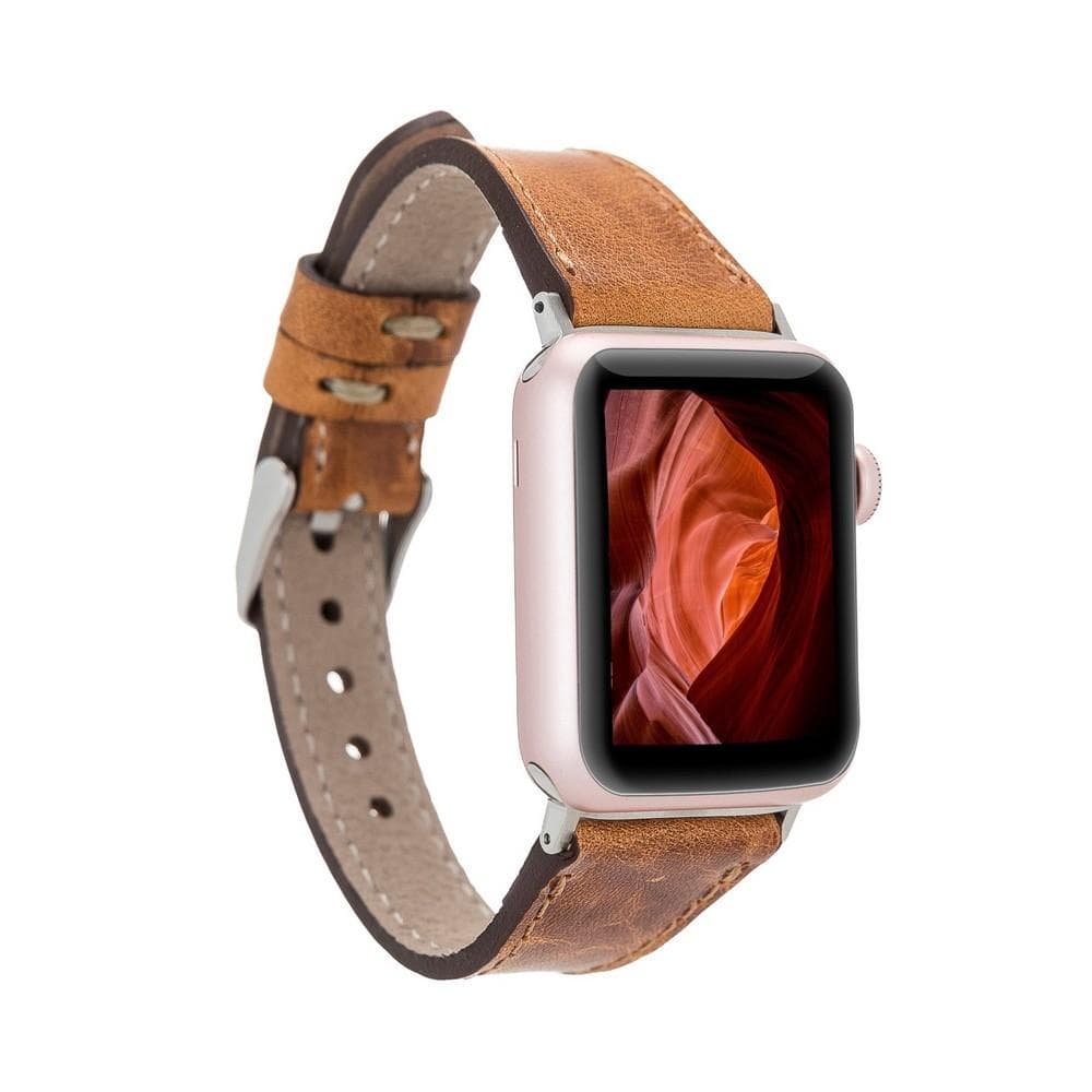 Klassisches, schlankes Apple Watch-Armband aus echtem Leder 