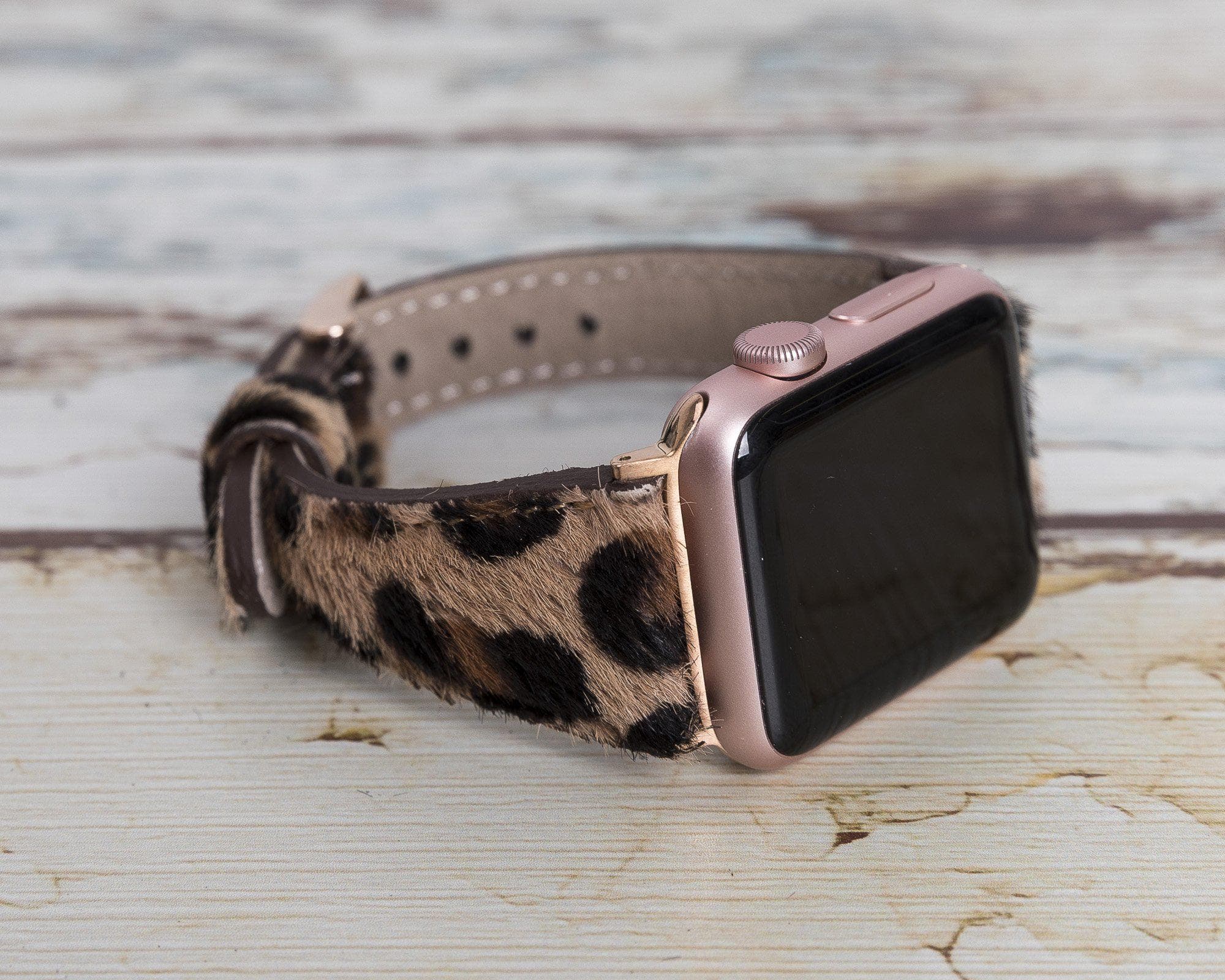 Klassisches, schlankes Apple Watch-Armband aus echtem Leder 