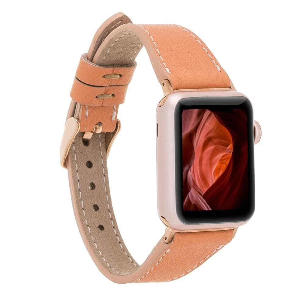 Klassisches, schlankes Apple Watch-Armband aus echtem Leder 