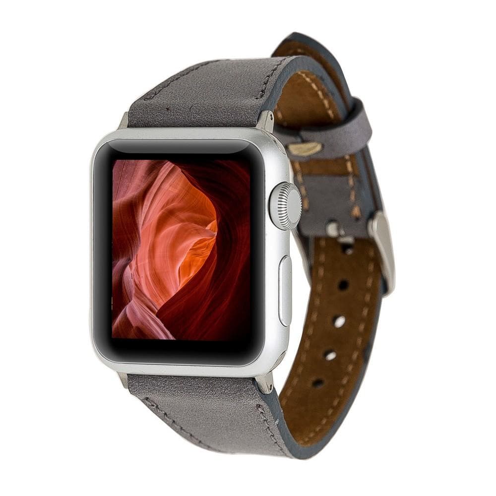 Klassisches, schlankes Apple Watch-Armband aus echtem Leder 