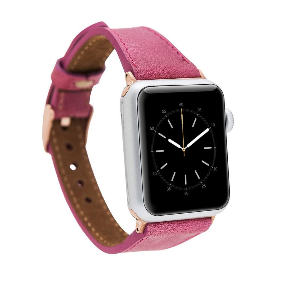 Klassisches, schlankes Apple Watch-Armband aus echtem Leder 
