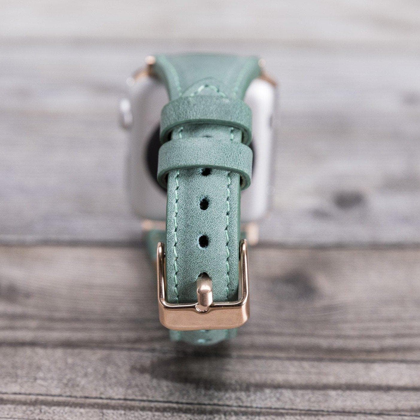 Klassisches, schlankes Apple Watch-Armband aus echtem Leder 